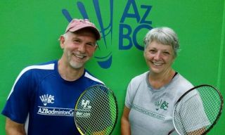 Doug Towne and Marsha Morris, two of our awesome seniors who excel not only on the AZBC courts, but in national competitions. The AZBC has a large number of top senior players mixing it up with lots of talented young players. Photo courtesy of Doug Towne.