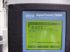 The filtration units have sophisticated instrumentation. The picture shows an Aquatrend display unit.